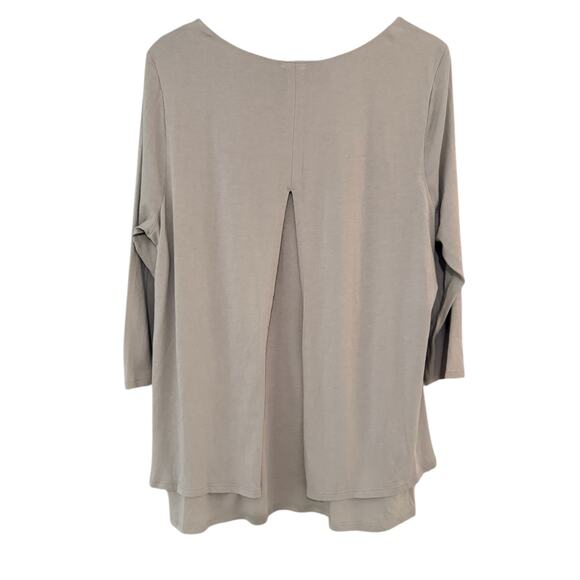 Pure Jill Elliptical Layered Top L Gray Flowy Scoop Versatile Comfy Minimalist - Picture 5 of 7
